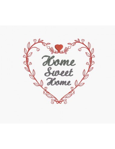 Instant download machine embroidery heart home sweet home