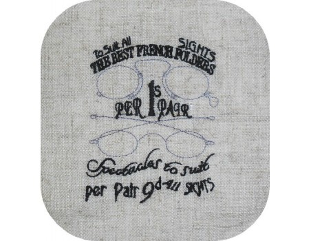 Instant download machine embroidery design advertising retro glasses