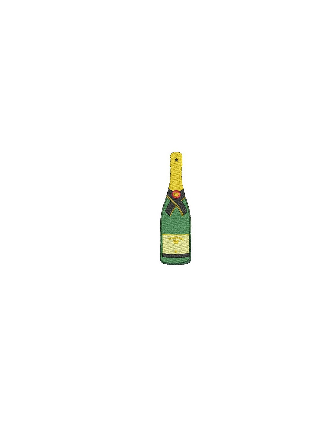Motif de broderie machine bouteille de champagne