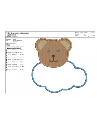 Download embroidery design Bear cloud ITH